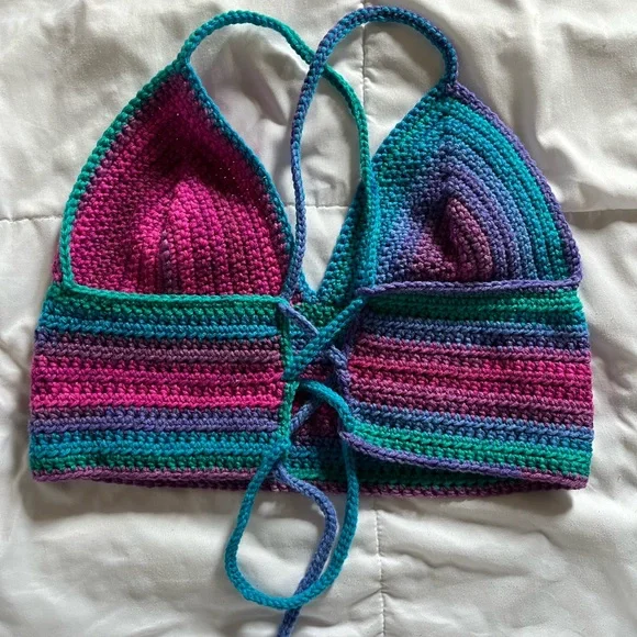 Handmade Multicolored Crop Top - Picture 2 of 7